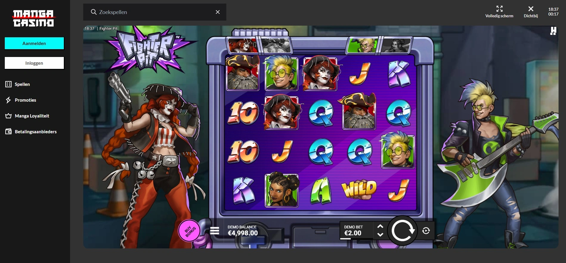 Manga live casino spelshows